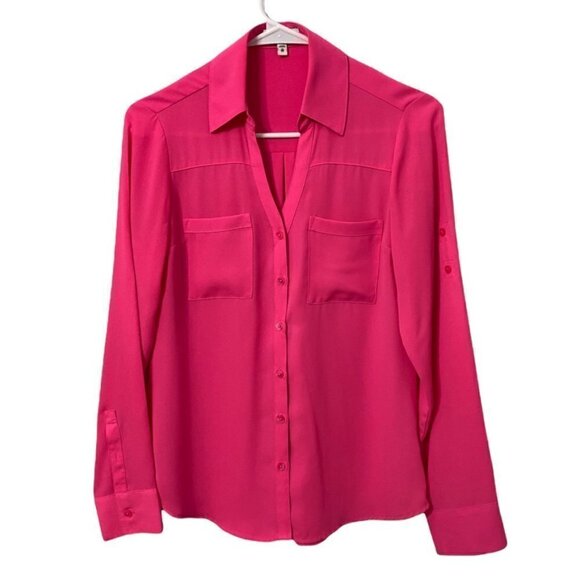 Express The Portofino Hot Pink Long Sleeve Shirt, Women’s Size XS - Picture 5 of 8